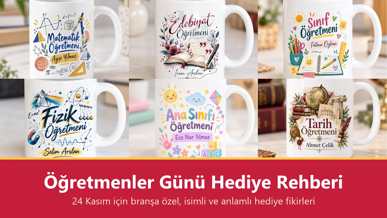 Öğretmenler Günü hediye rehberi – branşa özel isimli öğretmen kupaları