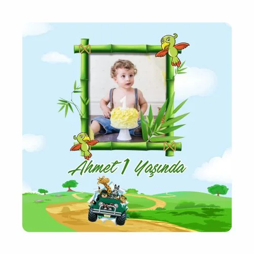 Safari Temalı Doğum Günü Magneti - 24 Adet