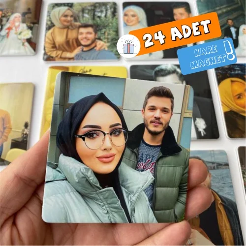 Kişiye Özel Kare Magnet - 24 Adet