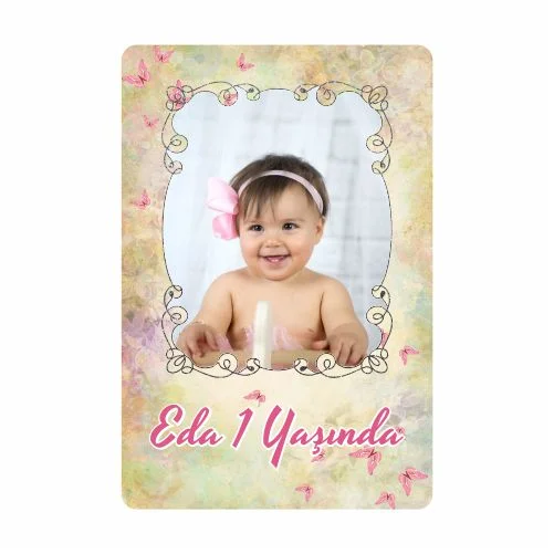 Pembe Kelebek Temalı Doğum Günü Magneti  - 10 Adet