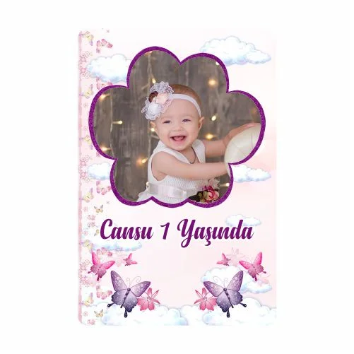 Pembe Kelebek Temalı Doğum Günü Magneti  - 10 Adet