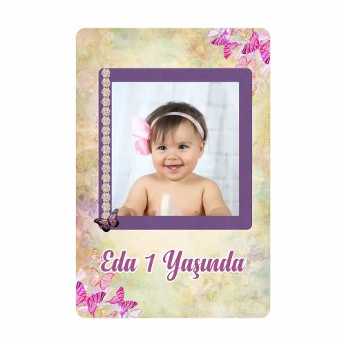 Pembe Kelebek Temalı Doğum Günü Afişi