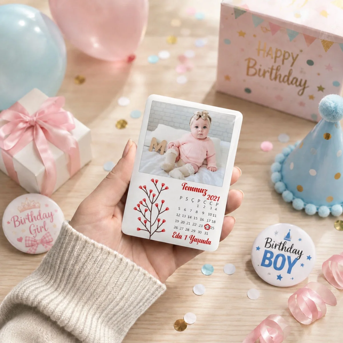 Kişiye Özel Aylık Takvim Magnet 6x9 cm | 4 mm Kalın Parlak Fotoğraflı Doğum Günü Magneti - 10 Adet