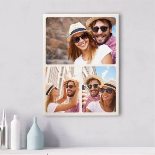 Kişiye Özel 3 Fotoğraflı Kolaj Kanvas Tablo 35x50 cm