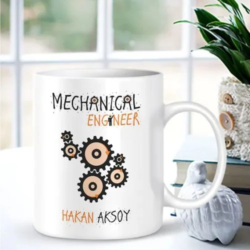 Kişiye Özel Mesleki Makina Mühendisi Beyaz Kupa Bardak