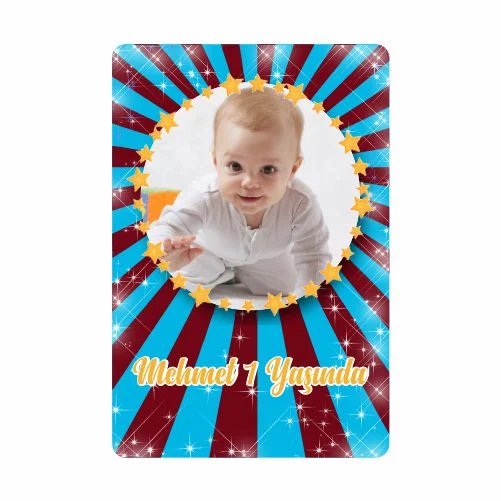 Bordo Mavi Temalı Doğum Günü Magneti - 10 Adet