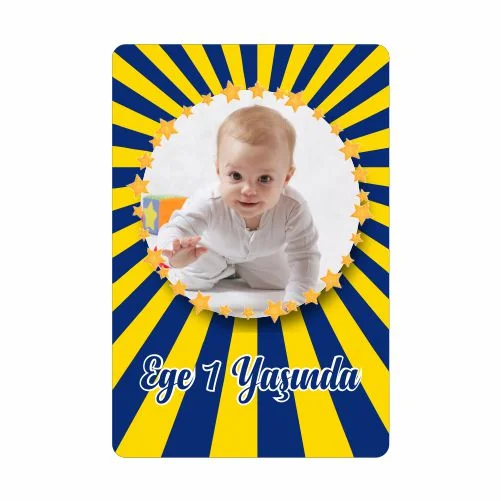 Sarı Lacivert Temalı Doğum Günü Magneti - 10 Adet