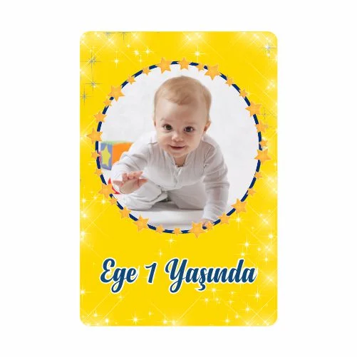 Sarı Lacivert Temalı Doğum Günü Magneti - 10 Adet