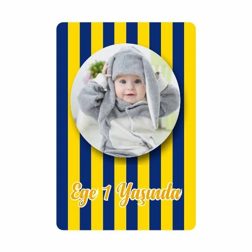 Sarı Lacivert Temalı Doğum Günü Magneti - 10 Adet