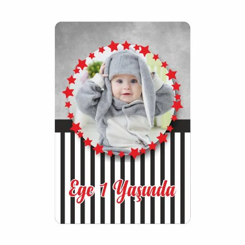 Siyah Beyaz Temalı Doğum Günü Magneti - 10 Adet