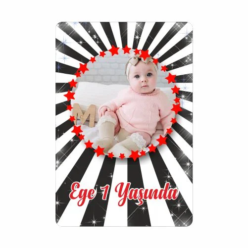 Siyah Beyaz Temalı Doğum Günü Magneti - 10 Adet