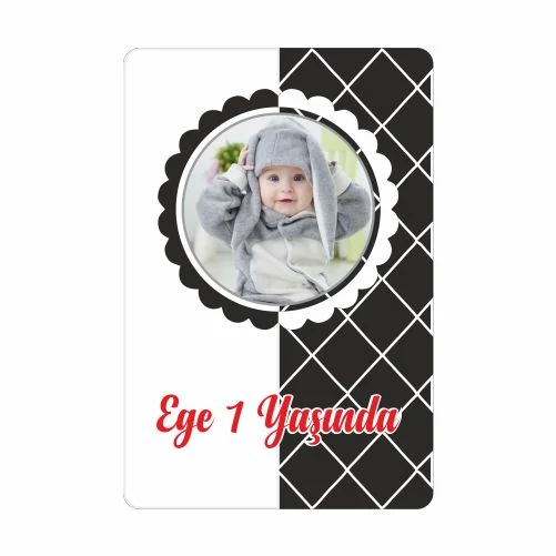 Siyah Beyaz Temalı Doğum Günü Magneti - 10 Adet