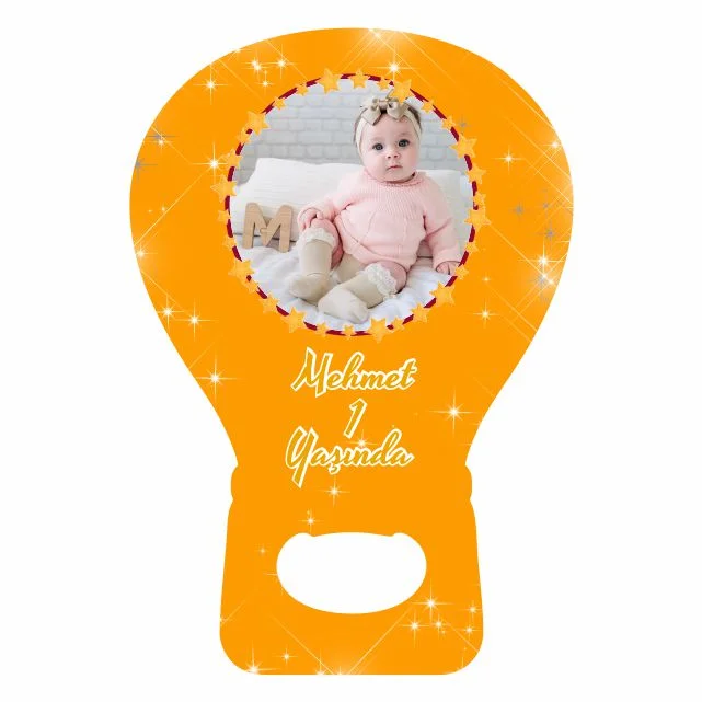 Sarı Kırmızı Temalı Doğum Günü Magneti