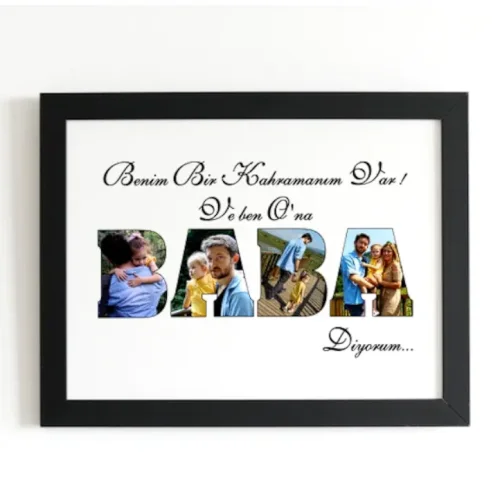 Benim Bir Kahramanım Var Kişiye Özel Baba Tasarım Çerçeve Babalar İçin