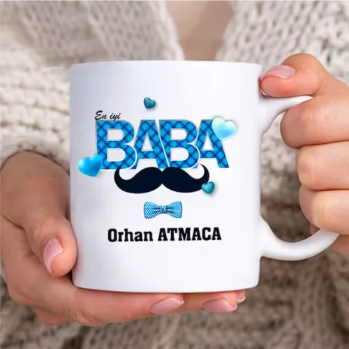 Kişiye Özel Baba Tasarım Babalar Gününe Özel Beyaz Kupa