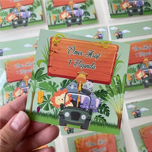 Safari Tasarım Kartı ve Poşet - 10 Adet