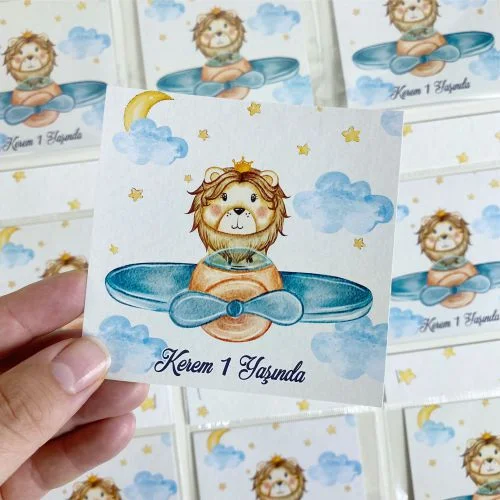 Aslan Tasarım Kartı ve Poşet - 10 Adet