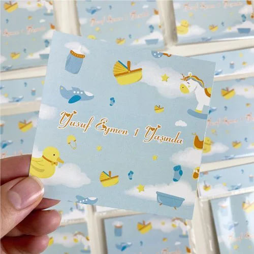 Unicorn Tasarım Kartı ve Poşet - 10 Adet