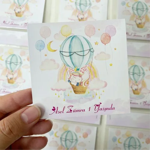 Balon Tasarım Kartı ve Poşet - 10 Adet