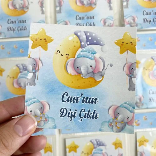 Fil Tasarım Kartı ve Poşet - 10 Adet