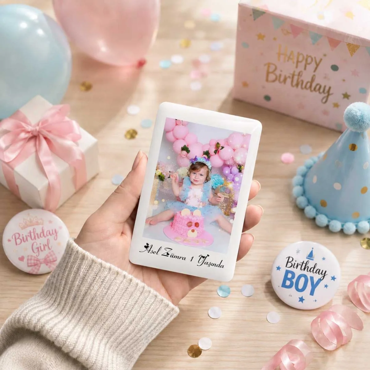 Kişiye Özel Polaroid Magnet 6x9 cm | 4 mm Kalın Doğum Günü Fotoğraf Magneti - 10 Adet
