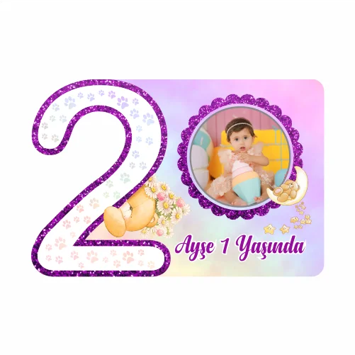 2 Yaş - Ayıcık Temalı Doğum Günü Magneti