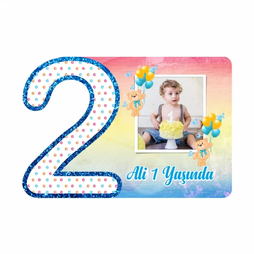 2 Yaş - Ayıcık Temalı Doğum Günü Magneti