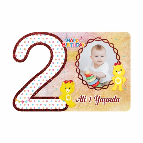2 Yaş - Ayıcık Temalı Doğum Günü Magneti
