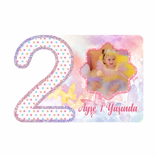 2 Yaş - Kelebek Temalı Doğum Günü Magneti