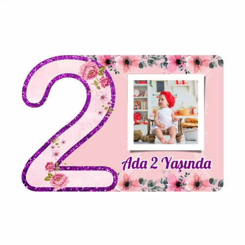 2 Yaş - Çiçek Temalı Doğum Günü Magneti