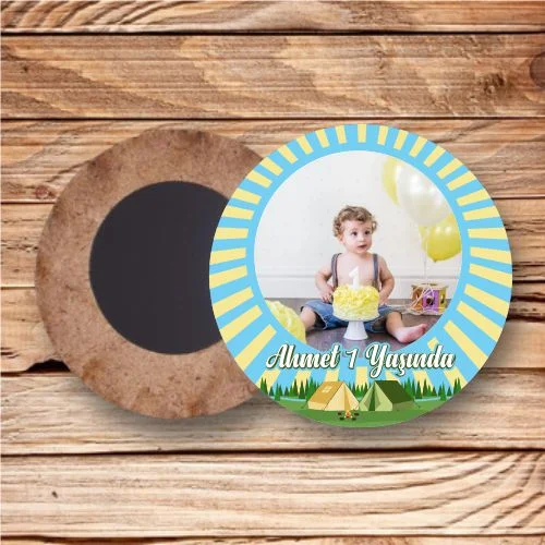Kamp Temalı Ahşap Daire Magnet