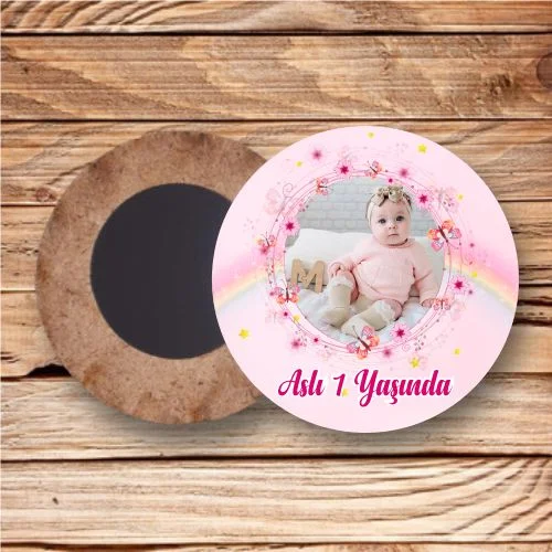 Kelebek Temalı Ahşap Daire Magnet