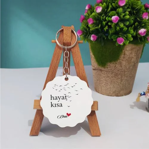 Hayat Kısa Tasarımlı Kişiye Özel Anahtarlık