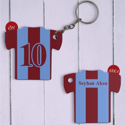 Kişiye özel Bordo Mavi Forma Tasarımlı Anahtarlık