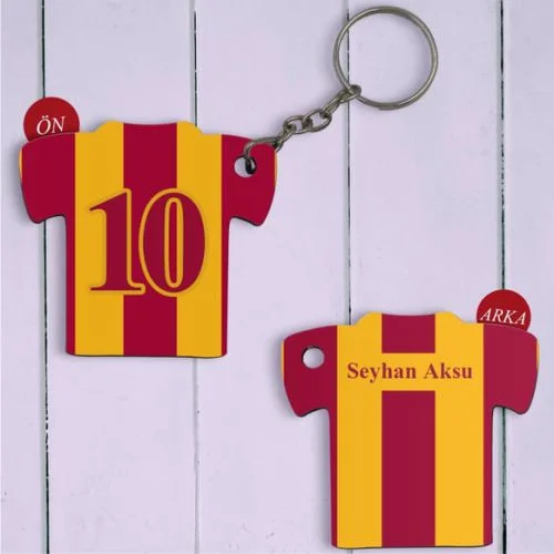 Kişiye özel Sarı Kırmızı Forma Tasarımlı Anahtarlık