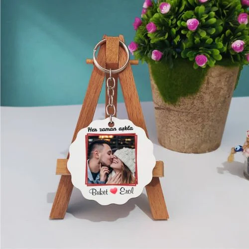 Sevgiliye Özel Fotoğraflı Anahtarlık