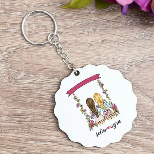 Best Friends Salıncak Tasarımlı Kişiye Özel Anahtarlık