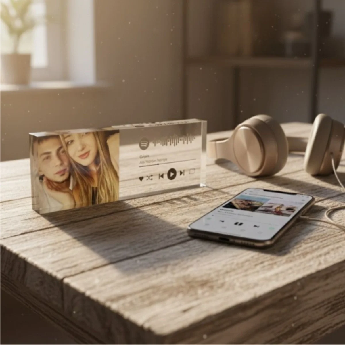 Kişiye Özel Spotify Barkodlu Akrilik Masa Üstü Plaket