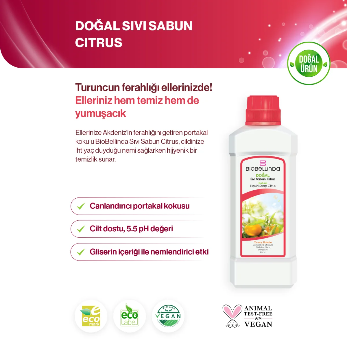 Biobellinda Sıvı El Sabunu Citrus 750 Ml