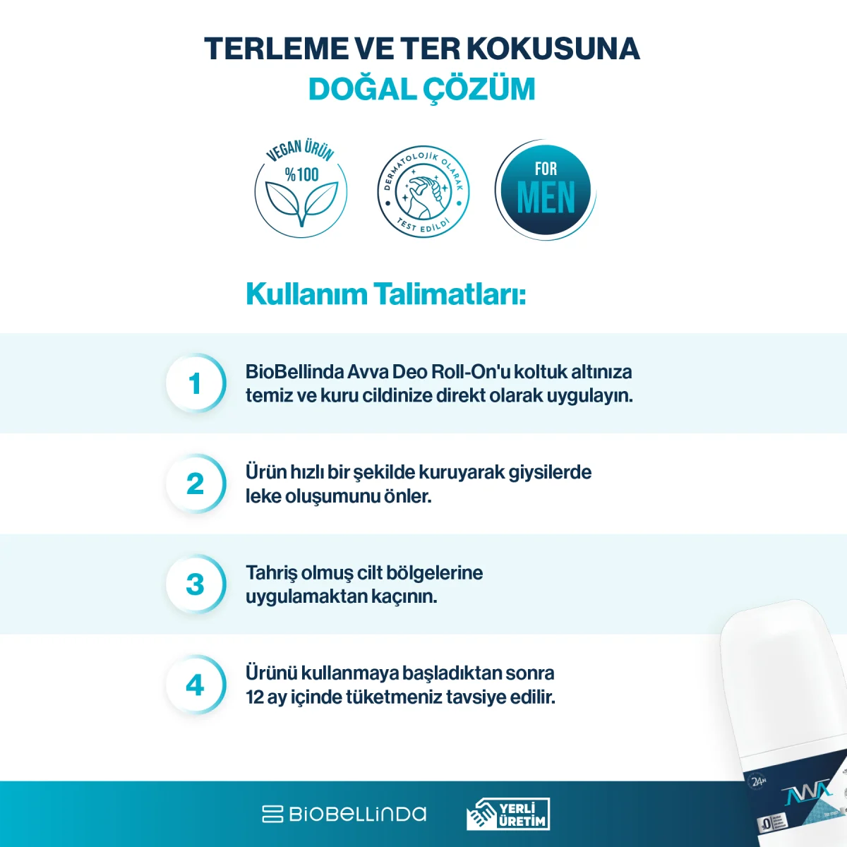 Biobellinda Deo Doğal İçerikli Erkek Roll On 50 Ml