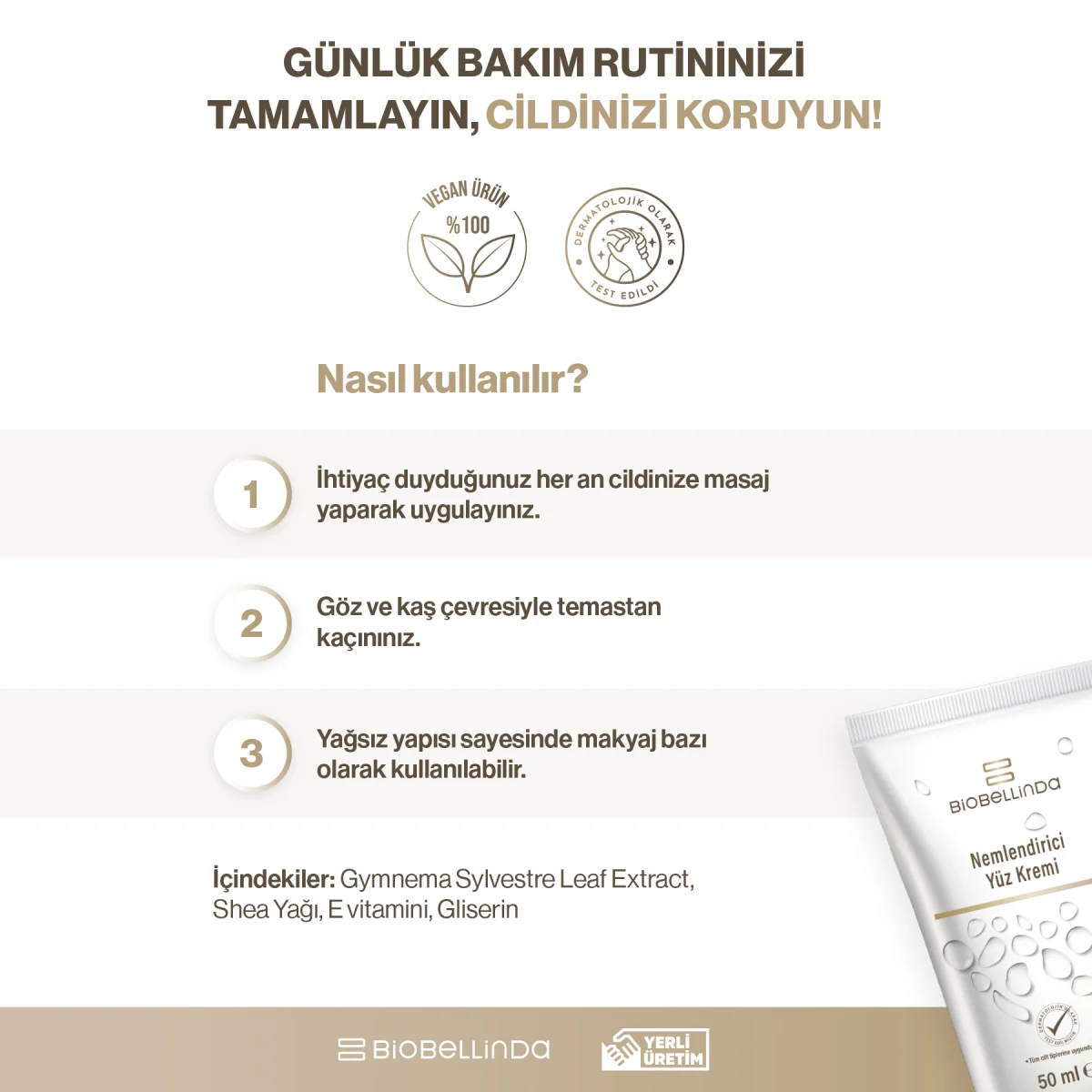 Biobellinda Nemlendirici Yüz Kremi 50 Ml | Günlük Bakım