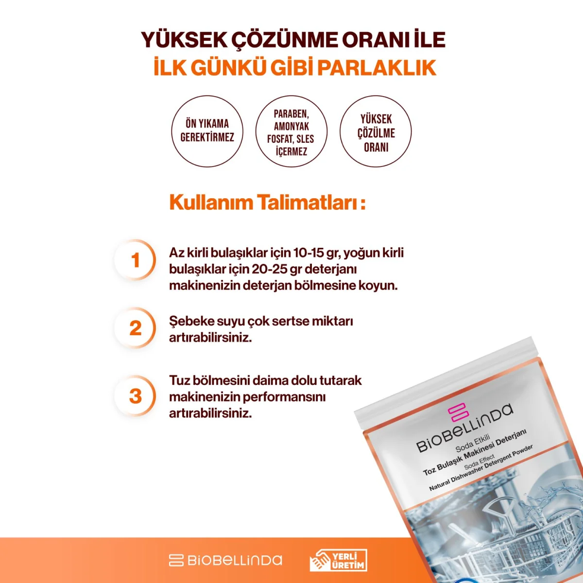 Biobellinda Toz Bulaşık Makinesi Deterjanı 650 G