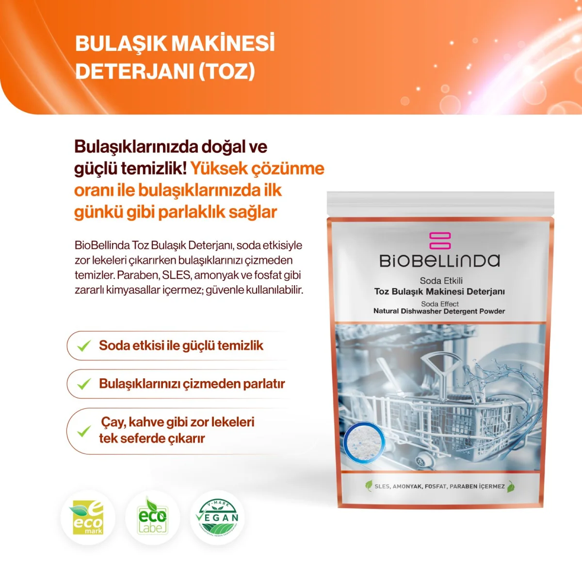 Biobellinda Toz Bulaşık Makinesi Deterjanı 650 G