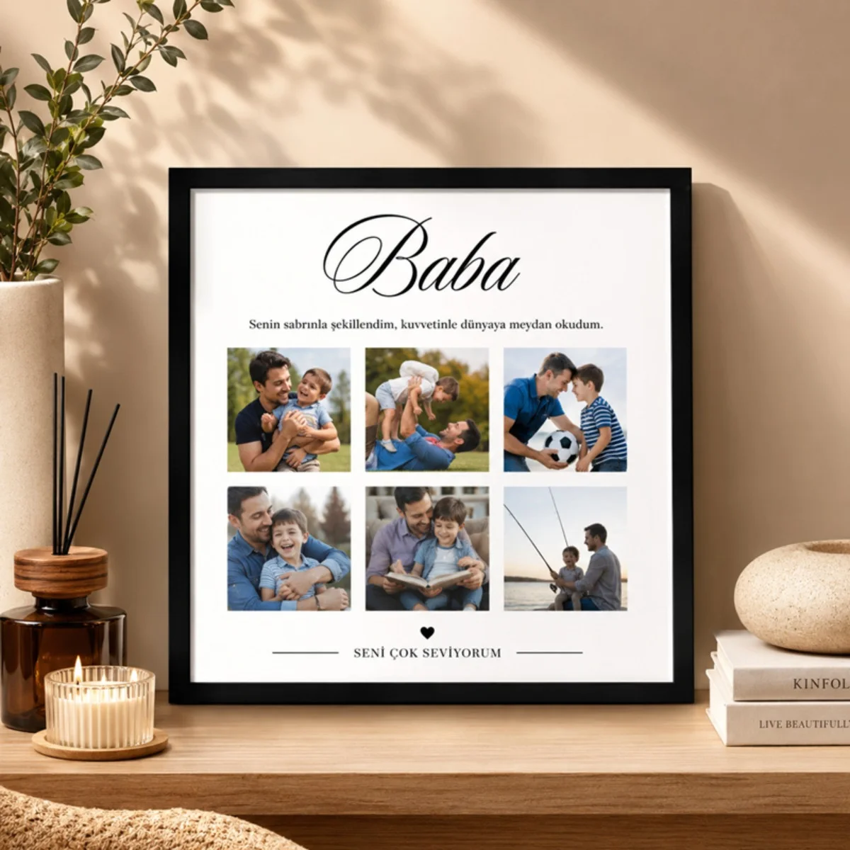 Baba Temalı Çerçeve – 20x20 cm Kişiye Özel Fotoğraf Çerçevesi