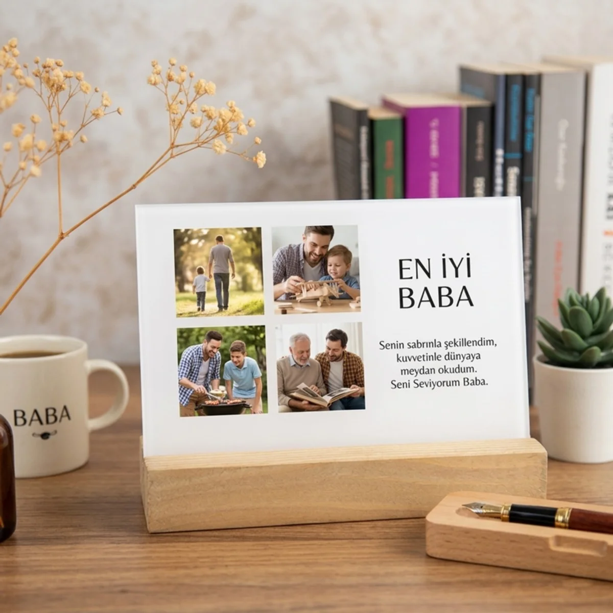 Babalar Gününe Özel Kişiye Özel Pleksi Akrilik Masa Üstü Tablo