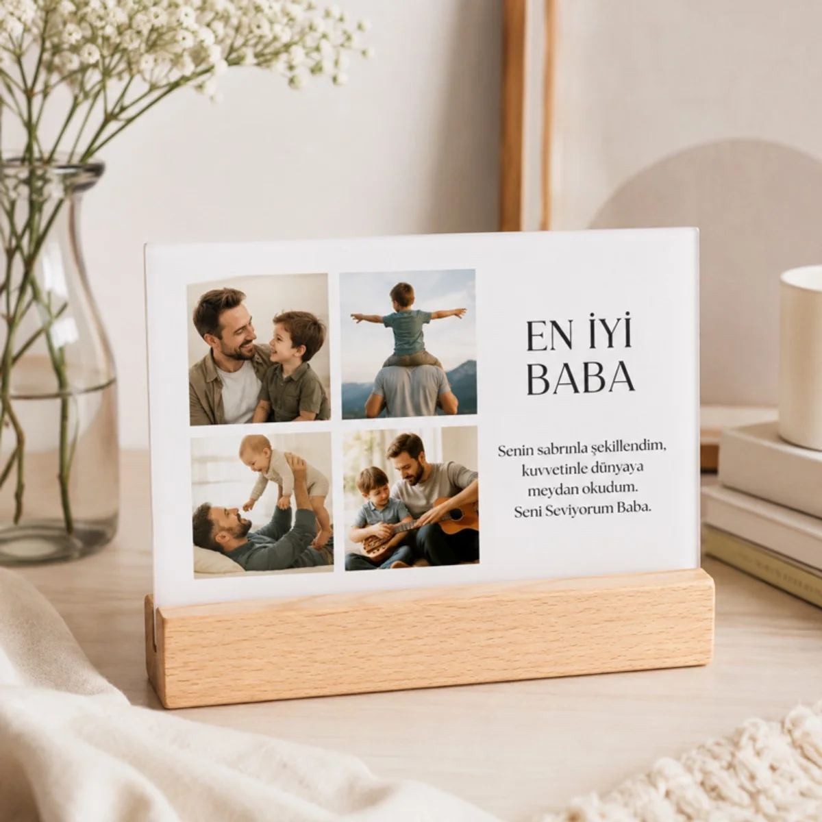 Babalar Gününe Özel Kişiye Özel Pleksi Akrilik Masa Üstü Tablo