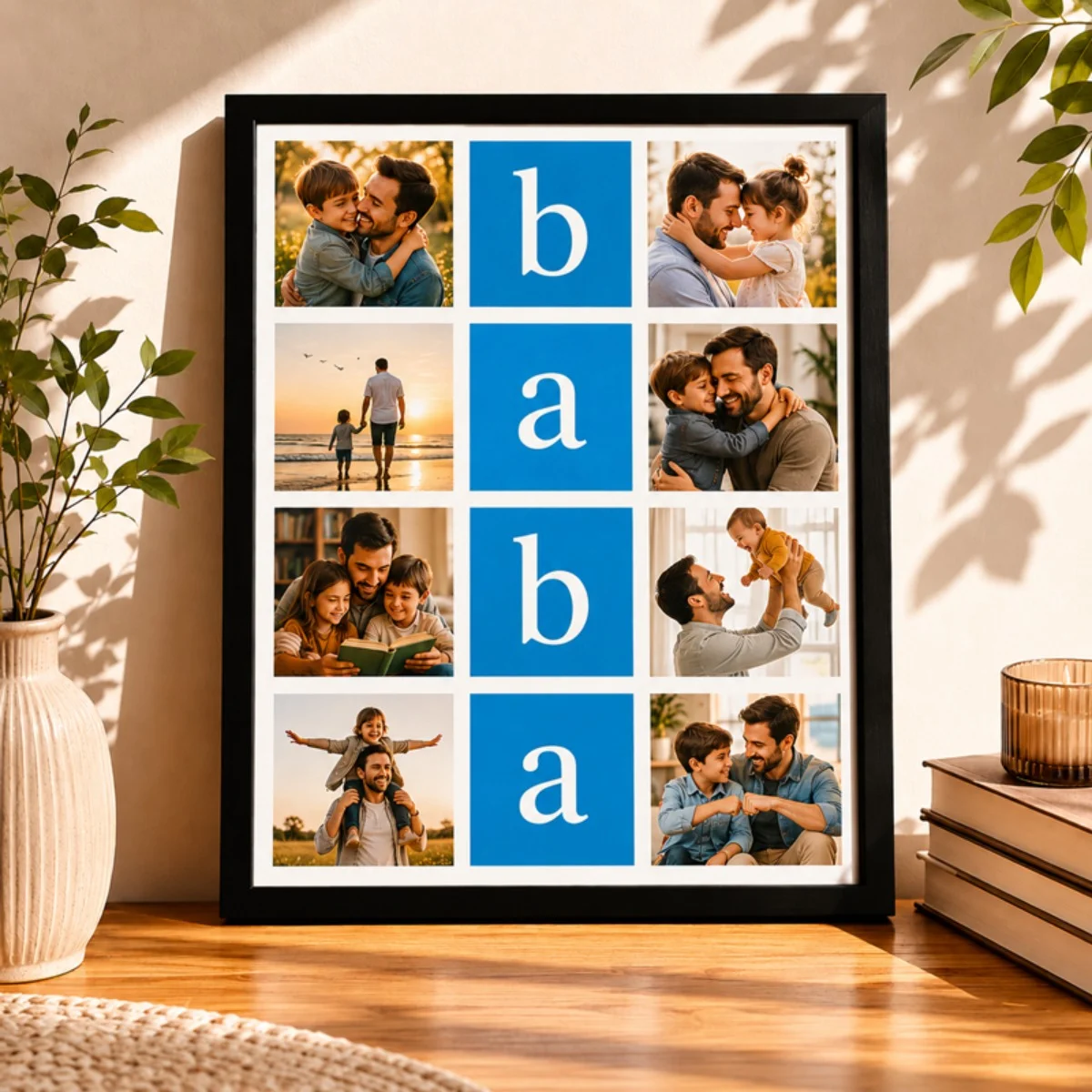Kişiye Özel Fotoğraflı Çerçeveli Tablo – 20x30 cm Babalar Günü Tasarımı Siyah