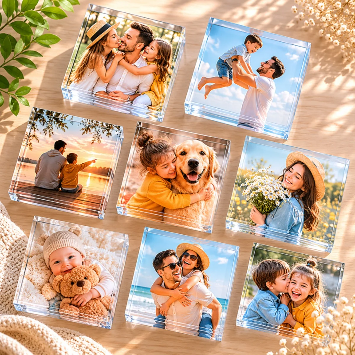 Premium Akrilik Fotoğraf Blok – 10x10 cm Masa Üstü Dekor