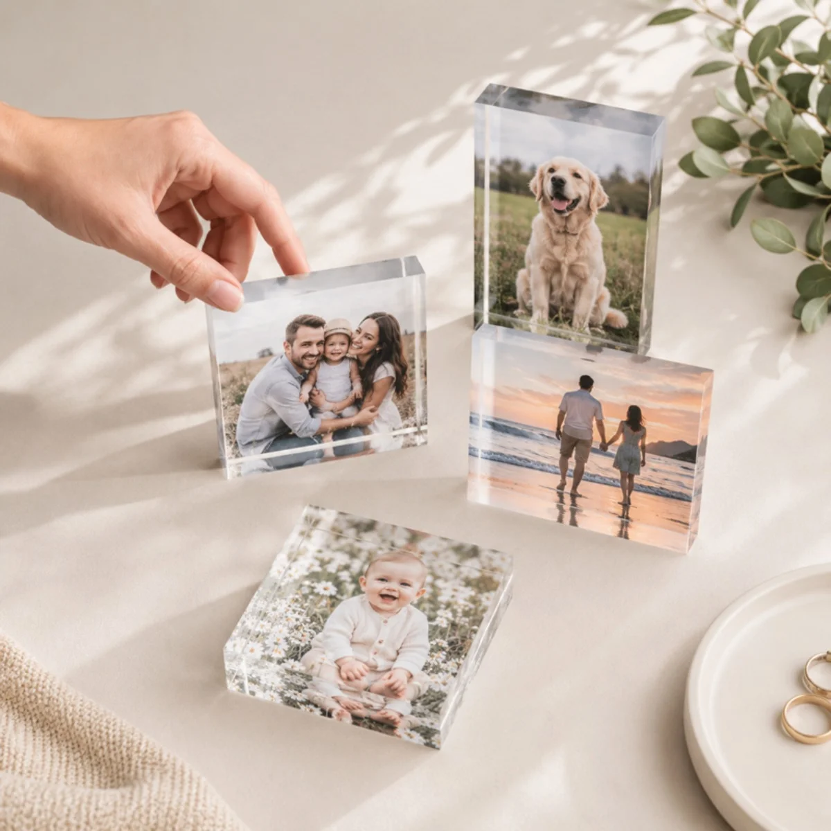 Premium Akrilik Fotoğraf Blok – 10x10 cm Masa Üstü Dekor