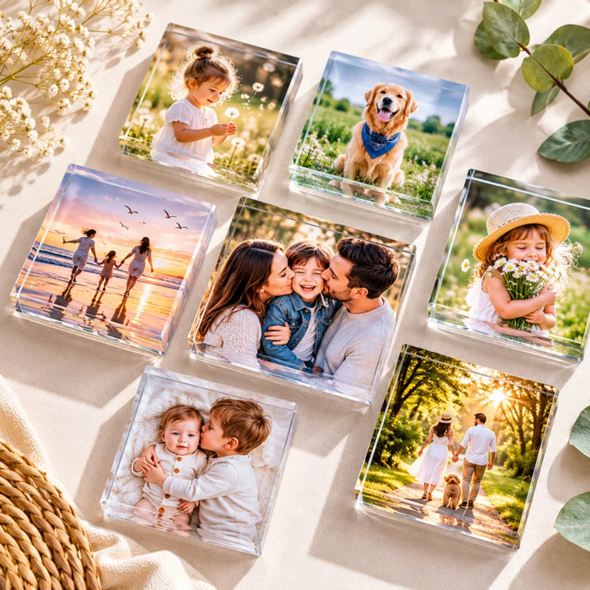 Premium Akrilik Fotoğraf Blok – 10x10 cm Masa Üstü Dekor